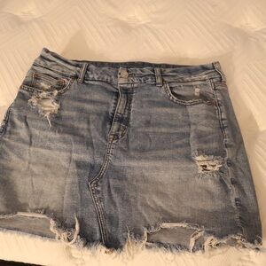 American Eagle Outfitters Light Blue Distressed Mini Skirt